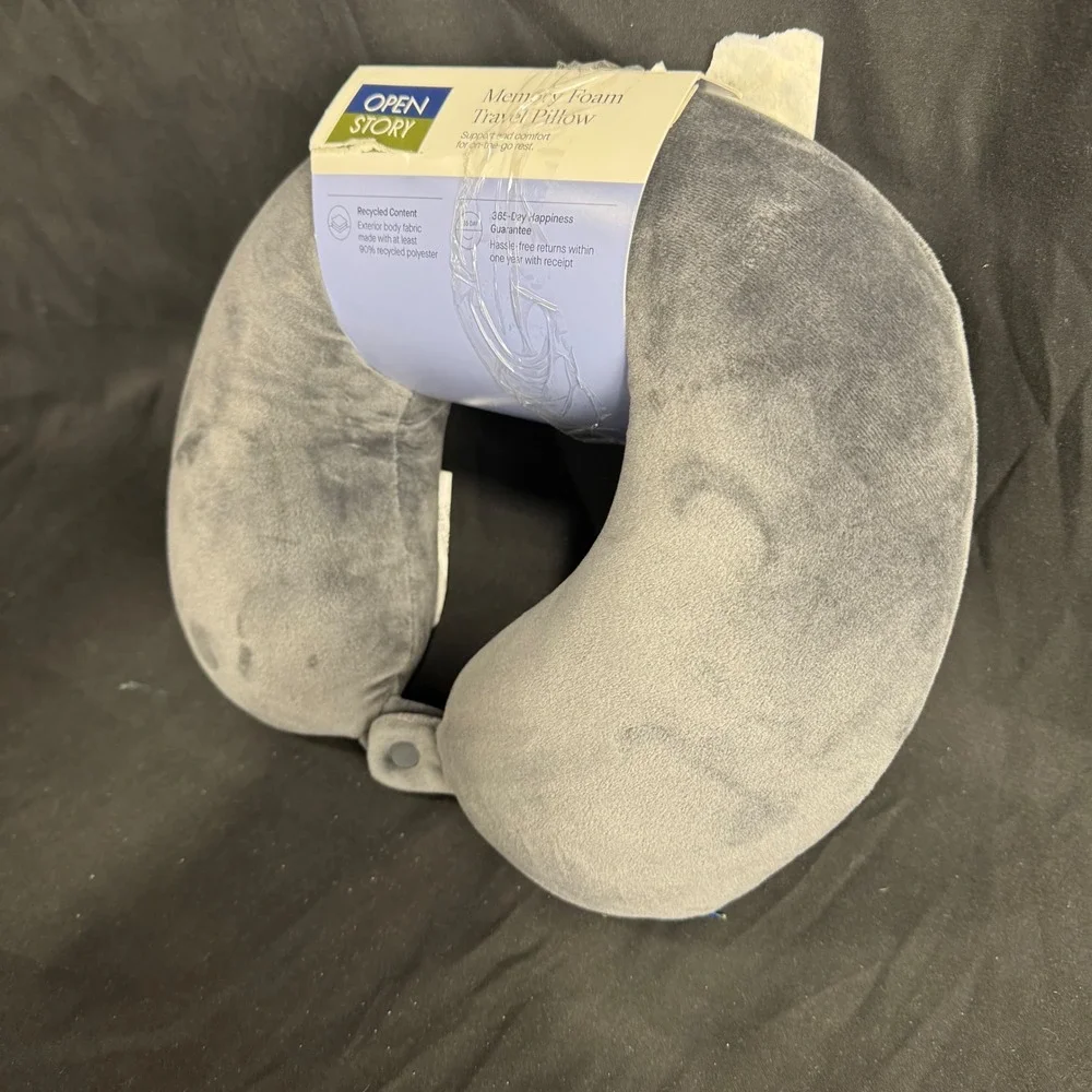 Memory Foam Travel Neck Pillow - Open Story™ Gray